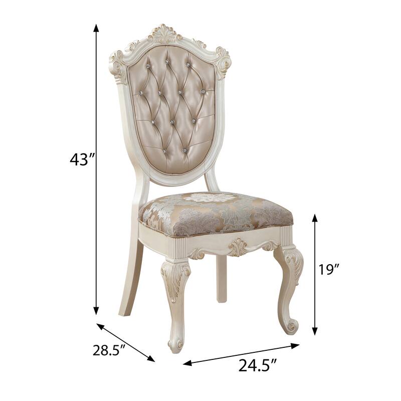 Rose Gold and Pearl White Tufted Back Side Chairs (Set of 2)
