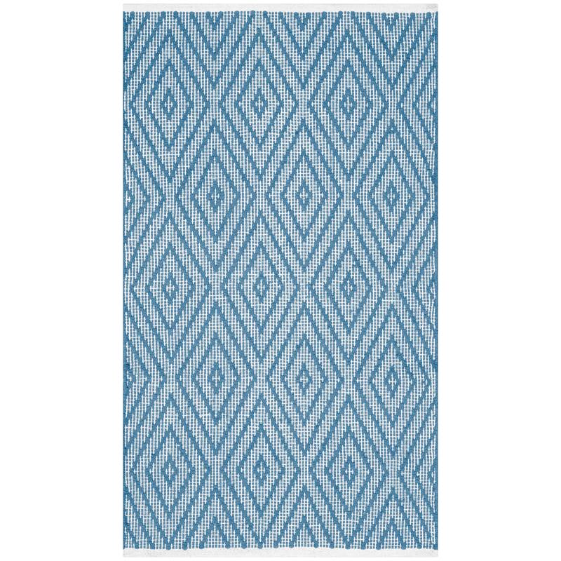 SAFAVIEH Handmade Flatweave Montauk Oushak Cotton Rug - 2'6" x 4' - Blue/Ivory