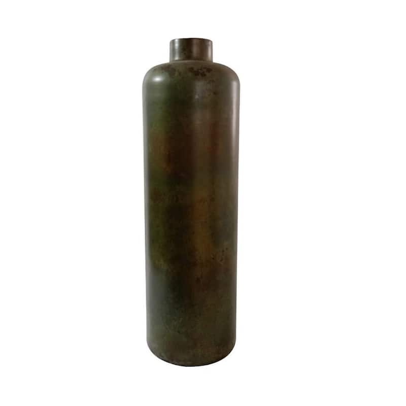 Large Vintage-Style Iron Bottle Vase - 30.75" - Green
