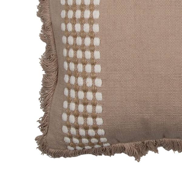 Foreside Home & Garden Brown Striped Hand Woven 18x18 Outdoor Decorative Throw Pillow with Pulled Yarn Bouquets