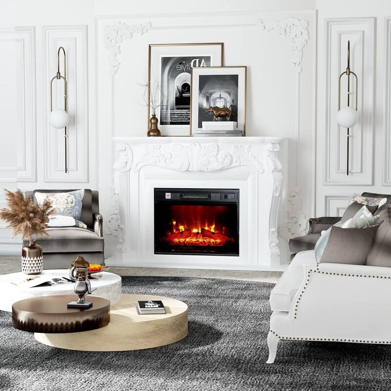 Electric Fireplace Insert with Adjustable Heating, Brightness, Timer and Overheat Protection, 1400W, CSA Listed