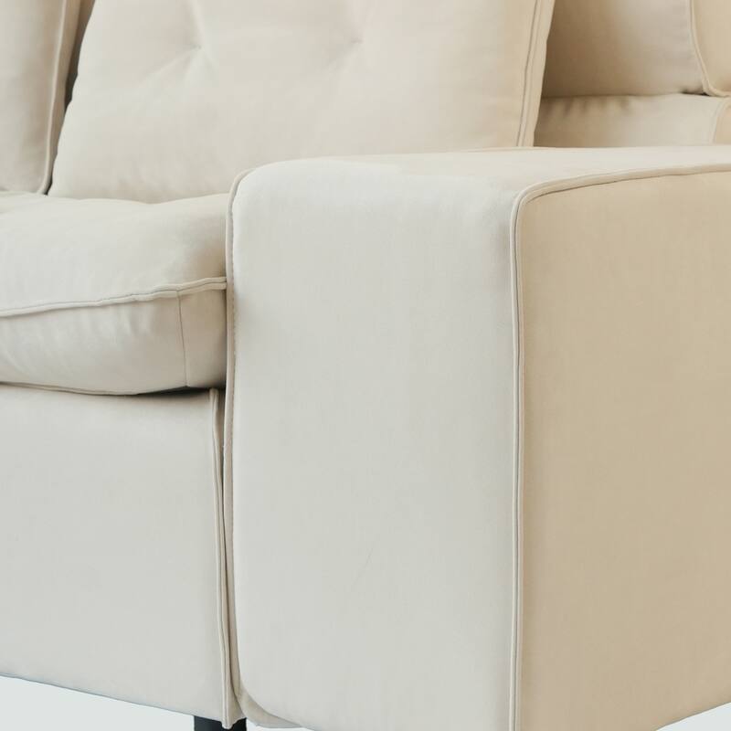 102.4" Oversized Down Filled Sectional Sofa for Living Room Frosted Fleece Minimalist Couches with Ottoman