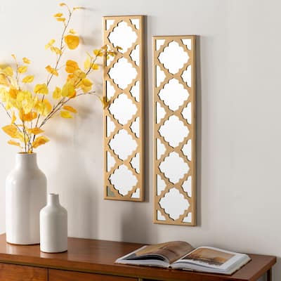 Artistic Weavers Alphey Traditional Rectangular Gold Frame Mirror Set - 30"H x 7"W, 30"H x 7"W
