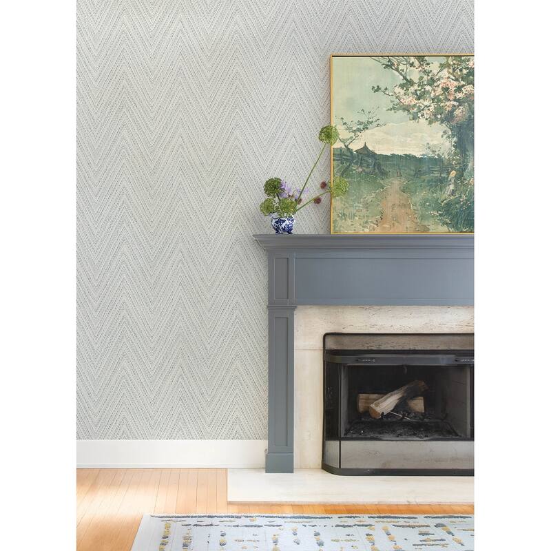 A-Street Prints Lainey Blue Stitched Chevron Wallpaper