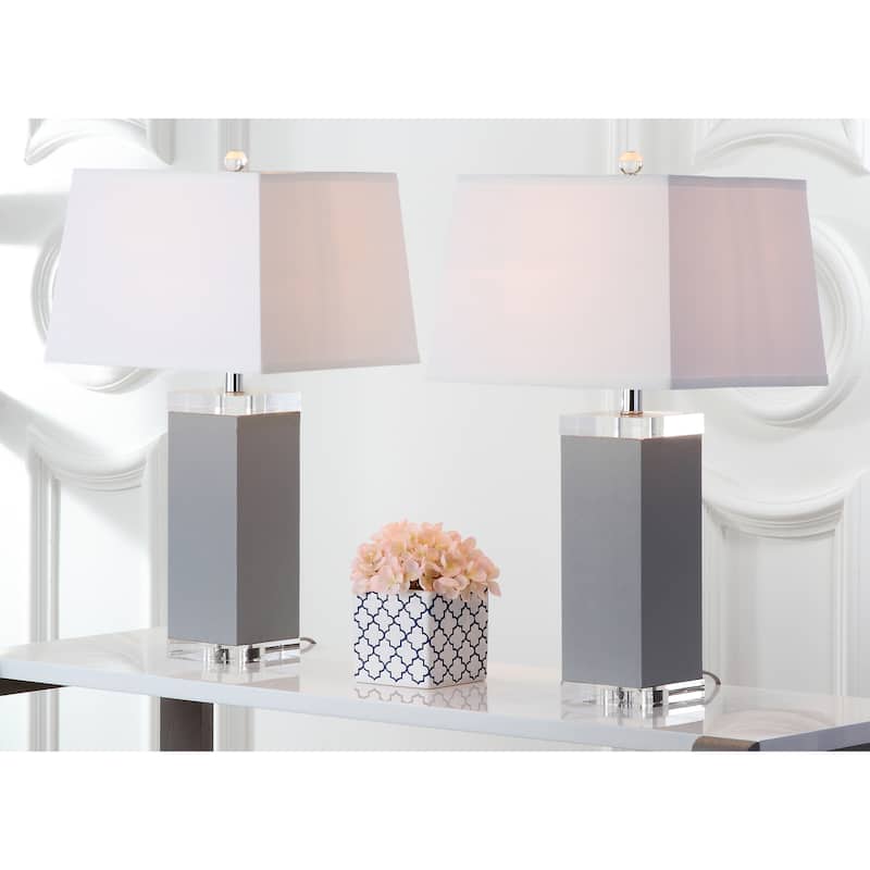 SAFAVIEH Lighting Buffy 27 Inch Navy Deco Leather Table Lamp (Set of 2)