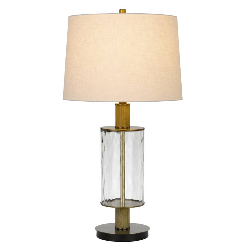 Black Metal Table Lamp with White Empire Shade and 3 Way Dimmable Switch - 16” x 16” x 31” (D x W x H)