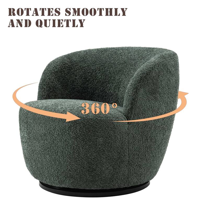 Single Fabric Modern Accent Chair 360 Degree Rotation Swivel Barrel Chairs