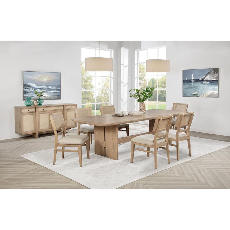 Kailani Rectangular Wood Dining Table Set Beige Oak - 7-Piece