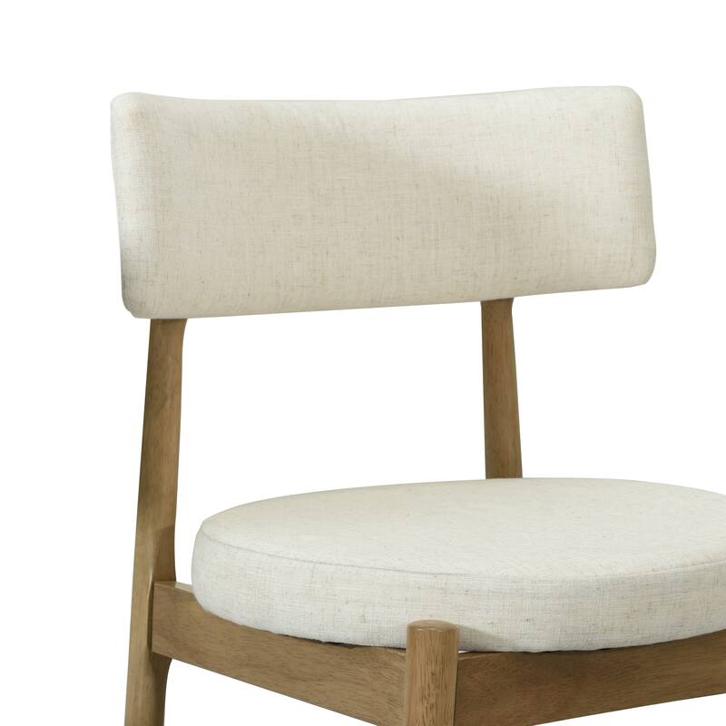 Set of 2 Mid Century Modern Counter Stools with Boucle Upholstery and Rubberwood Frame - Bar Height Dining Stools