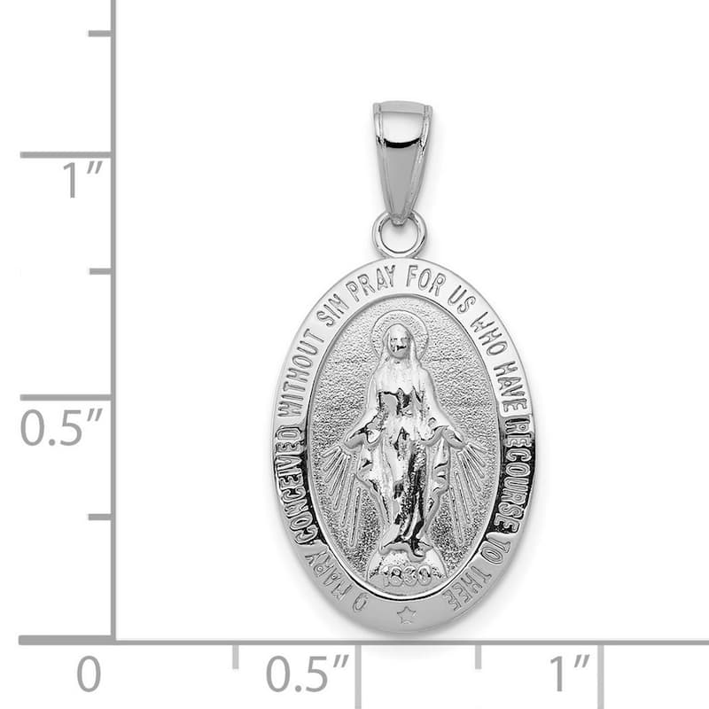 Curata 14k White Gold 18" 29x14.5mm Miraculous Medal Pendant Necklace
