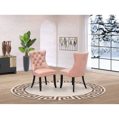 Parson Dining Chairs Set of 2 - Upholstered Accent Chairs with Nailhead Trim - Beige Red Faux Leather
