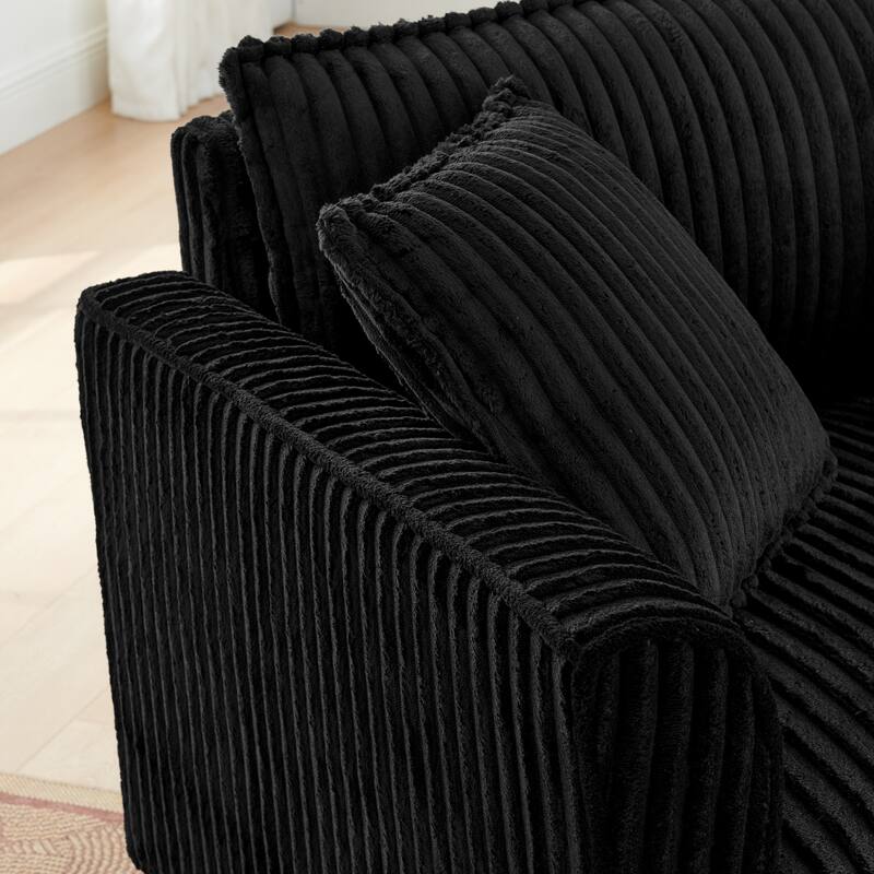 Tufted Corduroy Lazy Sofa Chair with Backrest and Armrests Single Person Lounge Chair for Living Room or Bedroom Accent Chairs