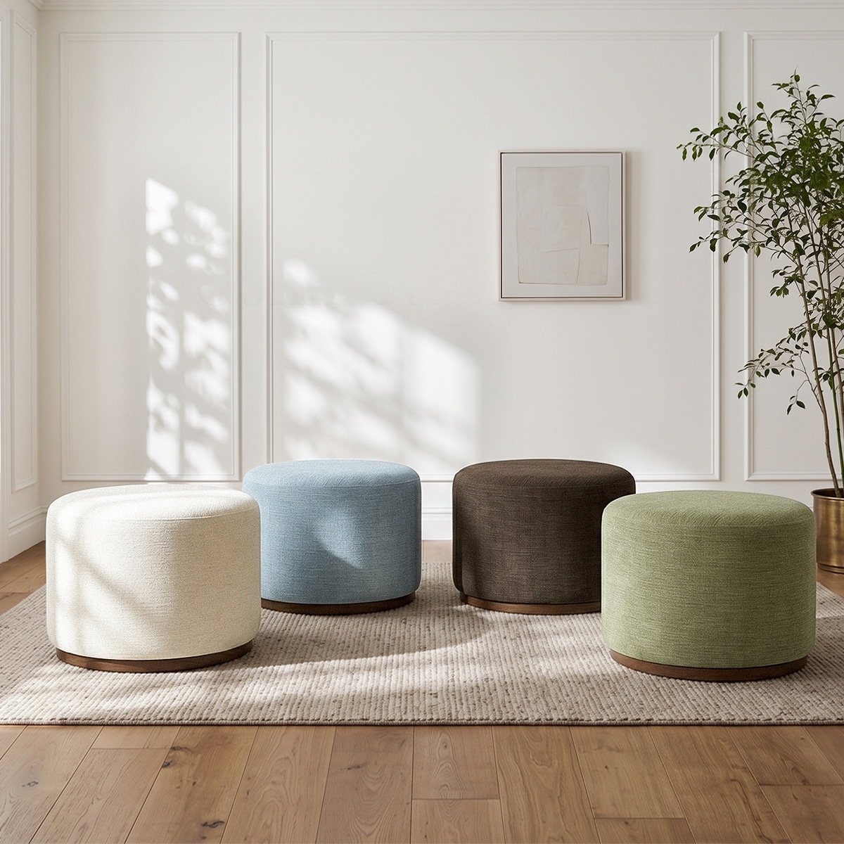 22.5" Round Upholstered Swivel Ottoman