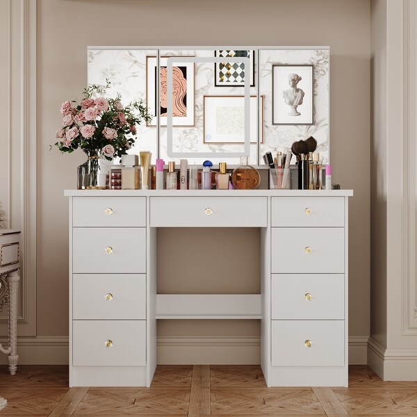 Vanity Desk with Mirror and Lights Large Makeup Vanity Dressing Table On Sale Bed Bath Beyond 38052891