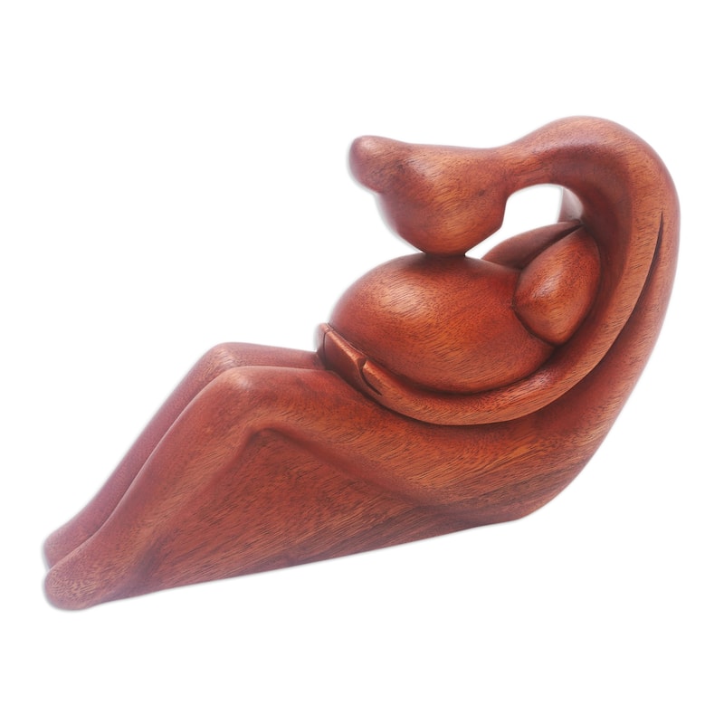 Novica Handmade Belly Kiss Wood Sculpture