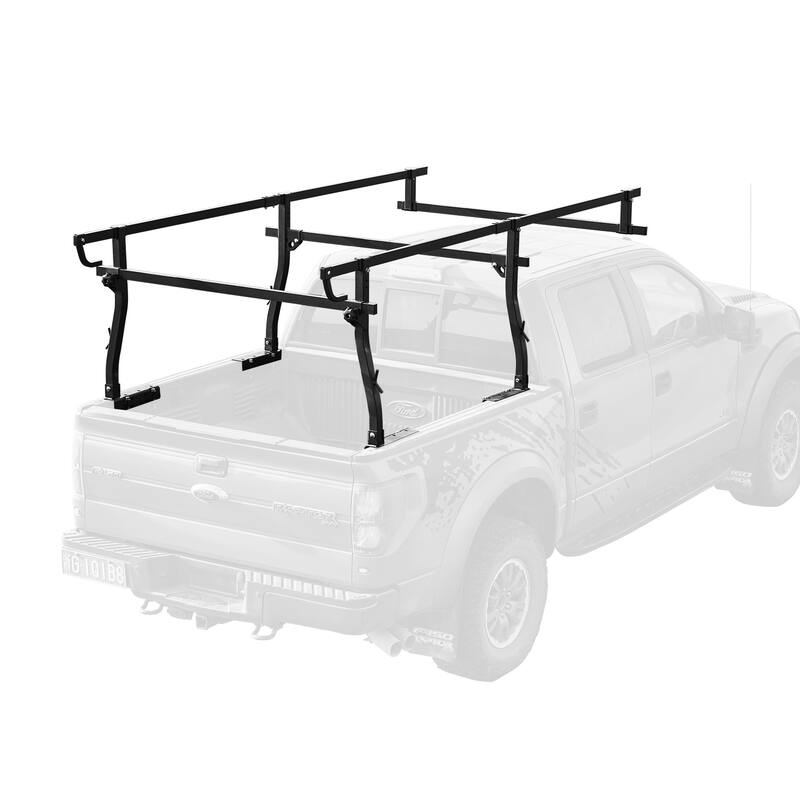 Anmytek Universal Full-Size Steel Truck Rack - 1000 LBS Capacity, No-Drill C-Clamps Extendable Ladder Rack - Black