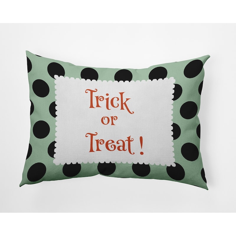 Halloween Trick or Treat Dots Accent Pillow - Mint Green - 14" x 20"