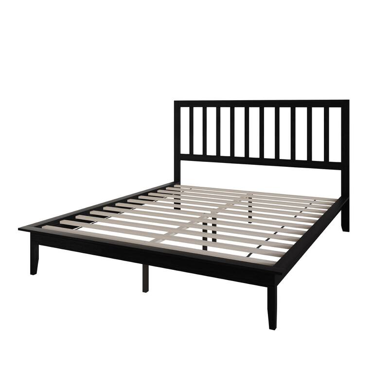 Clayfell Lancaster Platform Bed Frame with Slatted Headboard, No box spring required, Easy Assembly