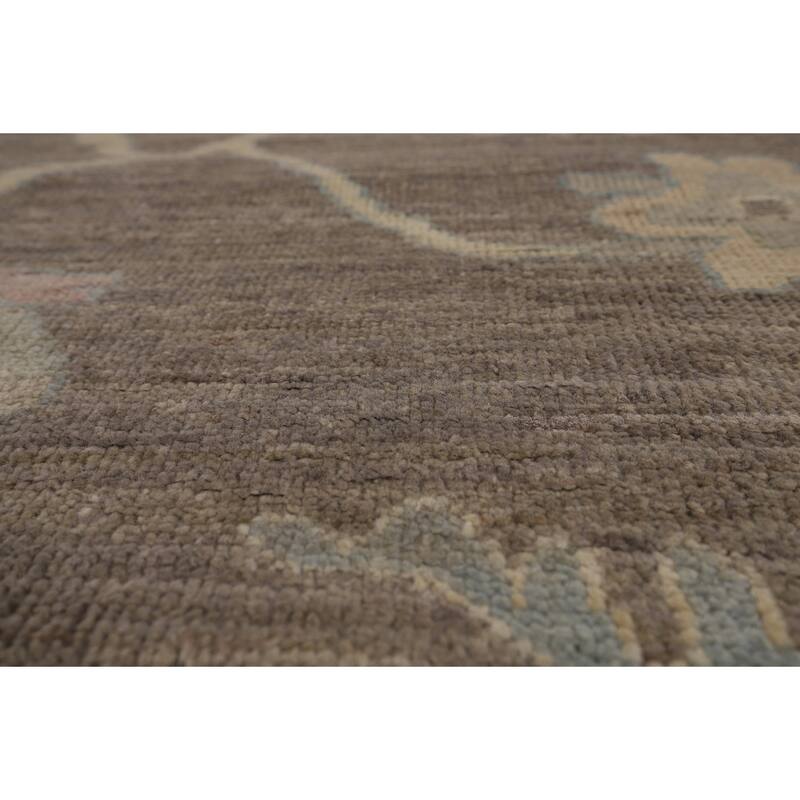 Vegetable Dye Oushak Turkish Floral Area Rug Handmade Wool Carpet - 9'6"x 11'8"