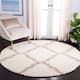 SAFAVIEH Dallas Shag Giusy Trellis 1.5-inch Thick Rug - 4' x 4' Round - Ivory/Beige