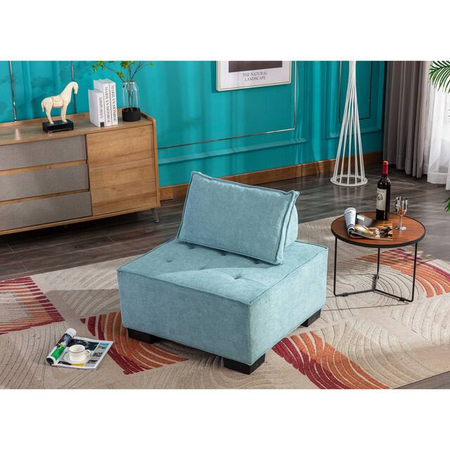Poly fabric Square Living Room Ottoman Lazy Chair - Mint Green