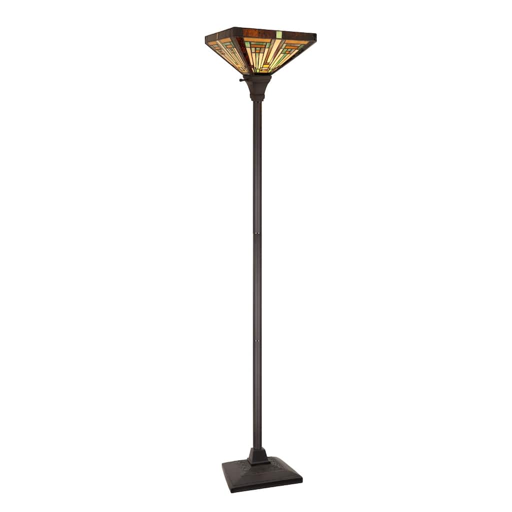 Tiffany-Style 1-Light Torchiere Floor Lamp 12" Shade - Multicolored