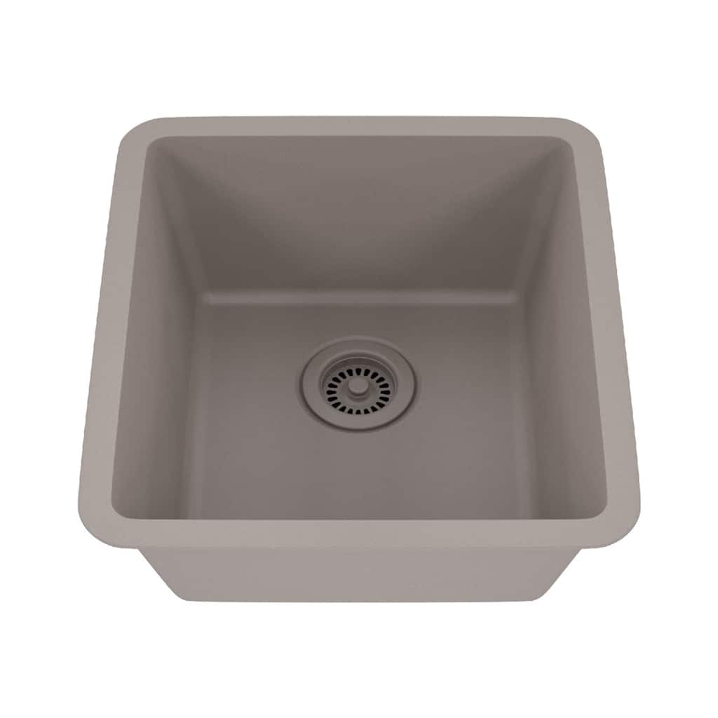 16 Inch Lexicon Platinum Quartz Composite Drop-in Undermount Single Bowl Galaxy Concrete Kitchen Sink LP-1618-C-SO