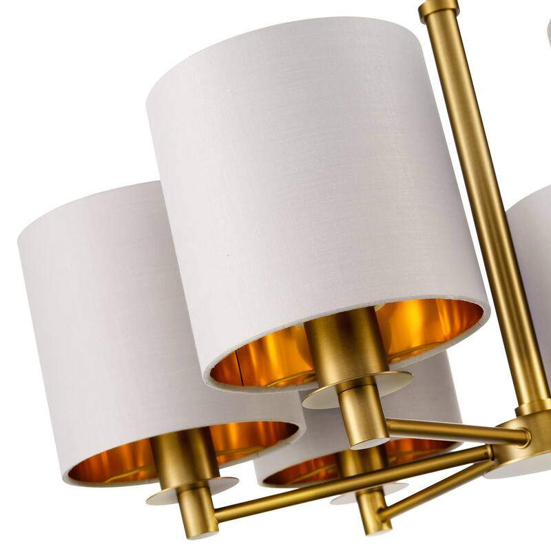 Modern Chandelier Dining Room Pendant Light Fixture Drum Fabric Shade