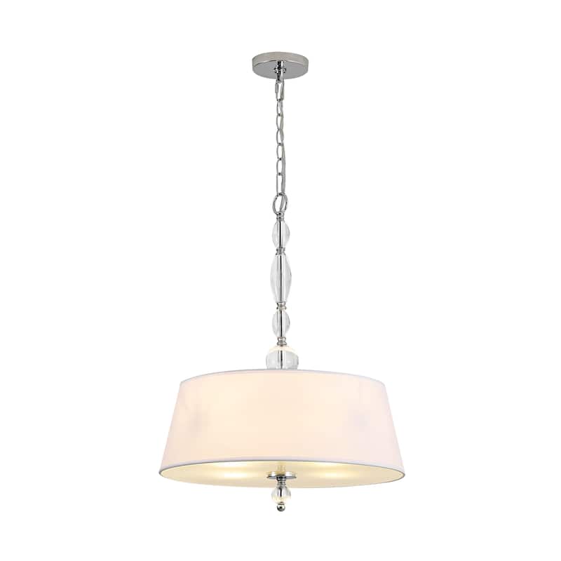 19.7" W 4-Light Modern Chrome Metal Chandelier with White Drum Fabric Shade for Living room and Bedroom Decoration