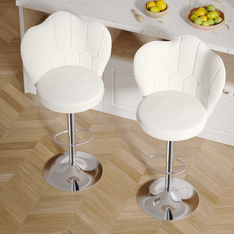 VECELO Set of 4 Barstools, Adjustable Bar Stools with Back, Velvet Armless Kitchen Stool