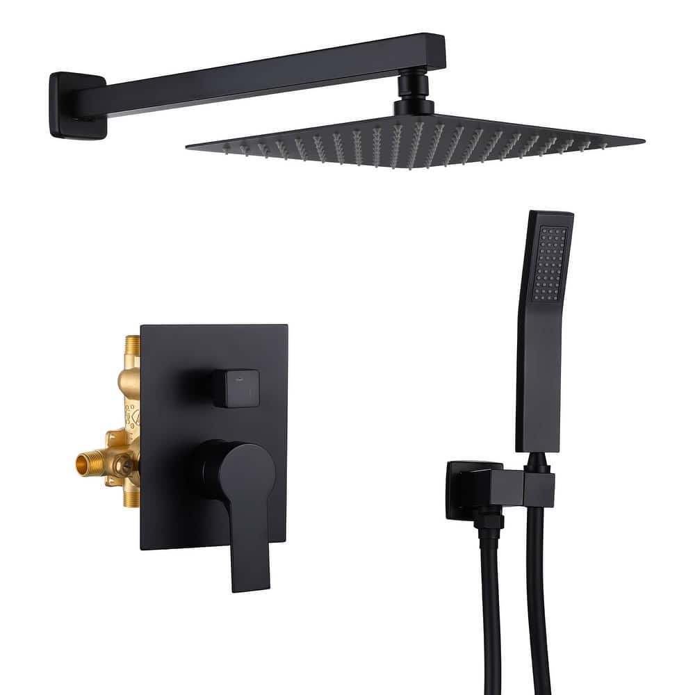 Wall Mounted Shower Faucet With Hand Shower Modern Shower System Set 10 Inch Rainfall Shower Head With Pressure Balance Valve