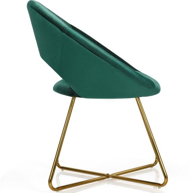 Modern Accent Velvet Dining Arm Chair with Golden Metal Legs and Soft Cushion
