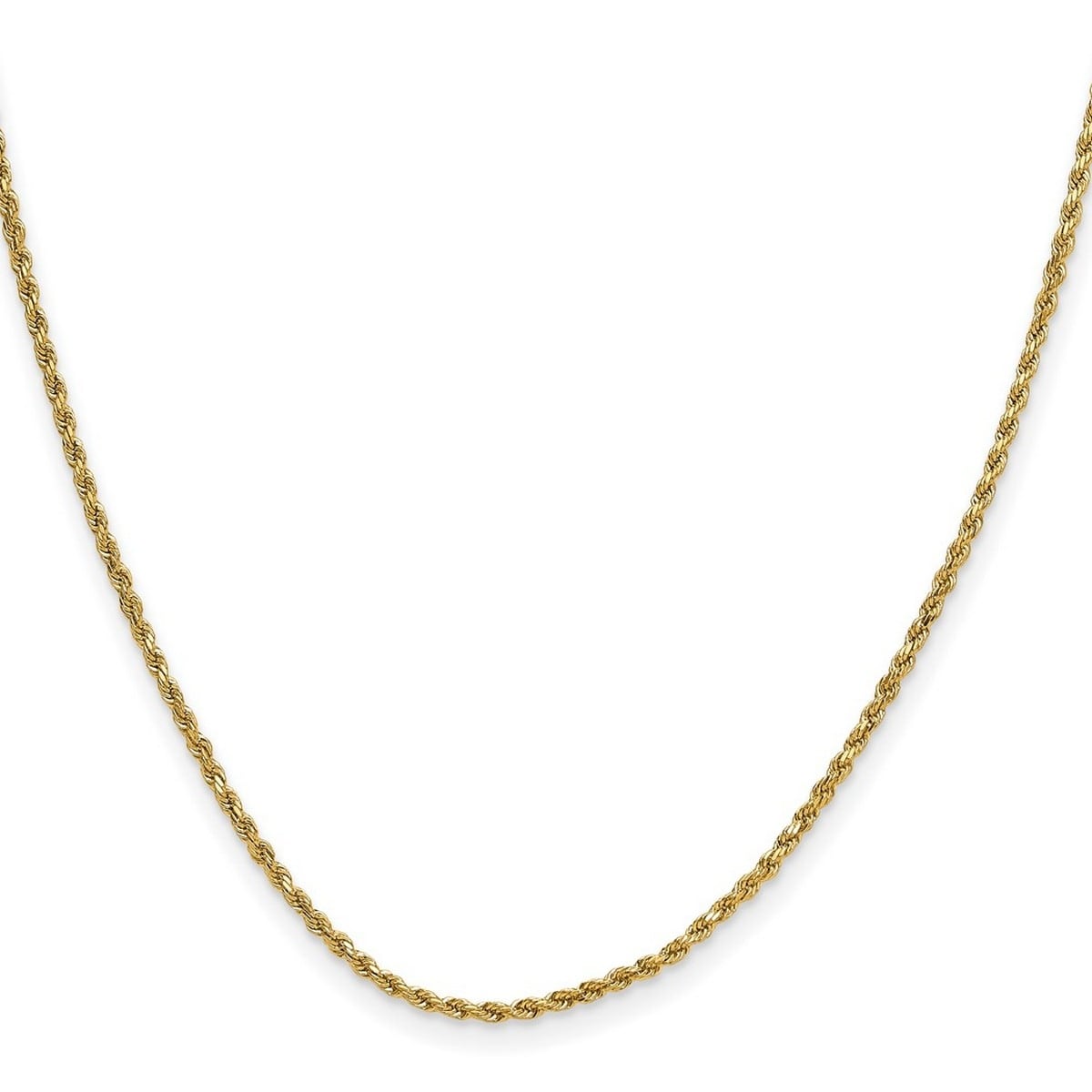 Curata 10k Yellow Gold 2mm Diamond Cut Rope Chain Necklace