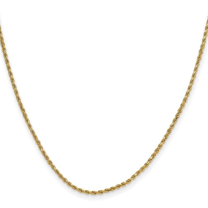 Curata 10k Yellow Gold Unisex 2mm Semi Solid Diamond Cut Rope Chain Bracelet Options: 7" 8"