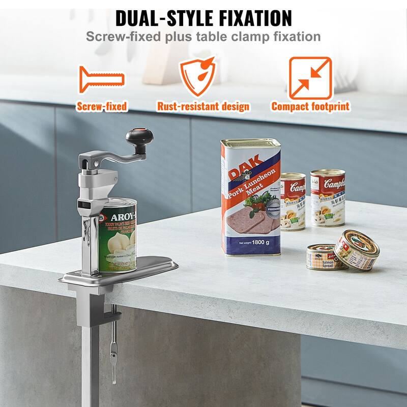 UIMOSO Manual Can Opener, Commercial Table Clamp Opener for Large Cans, Heavy Duty Can Opener with Base