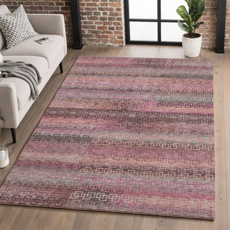 Premium Washable Super Soft Modern Stripe Mayfield Rug - Pink - 3' x 5'