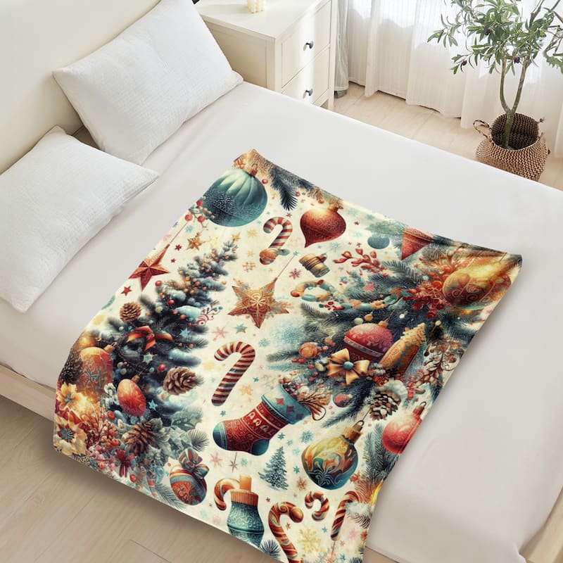 Christmas Throw Blanket Holiday Xmas Gift Fleece Blanket