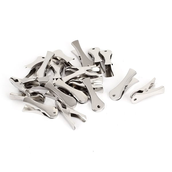 Unique Bargains Multi-Purpose Stainless Steel Pegs Hanging Hole Clothes Pins Clips Hanger 20pcs - Silver Tone
