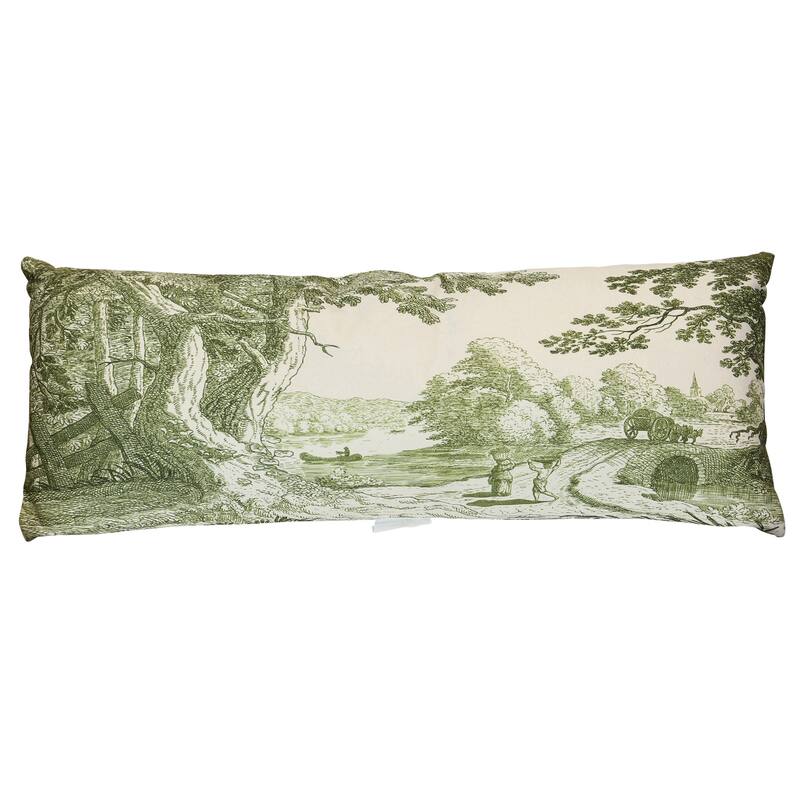 StyleCraft Reverie Toile Pillow - 36" x 14" - Verdant, Ivory