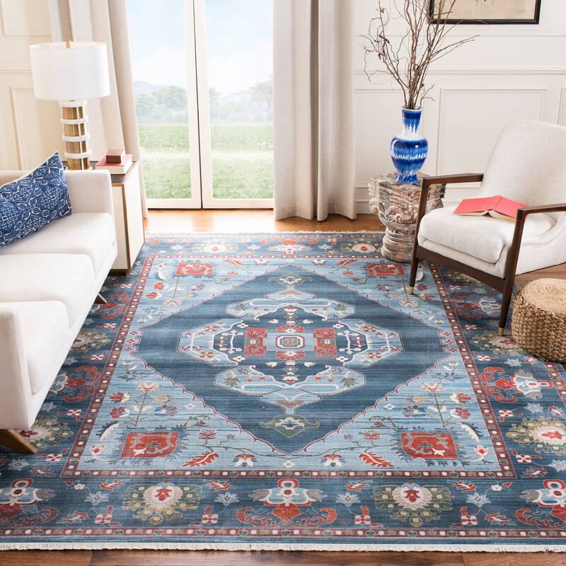 SAFAVIEH Vintage Boho Persian Joice Oriental Polyester Rug with - 6' x 9' - Blue/Light Blue