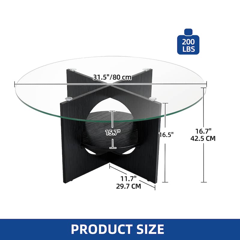 Moasis Round 2-Tier Glass Top Coffee Table