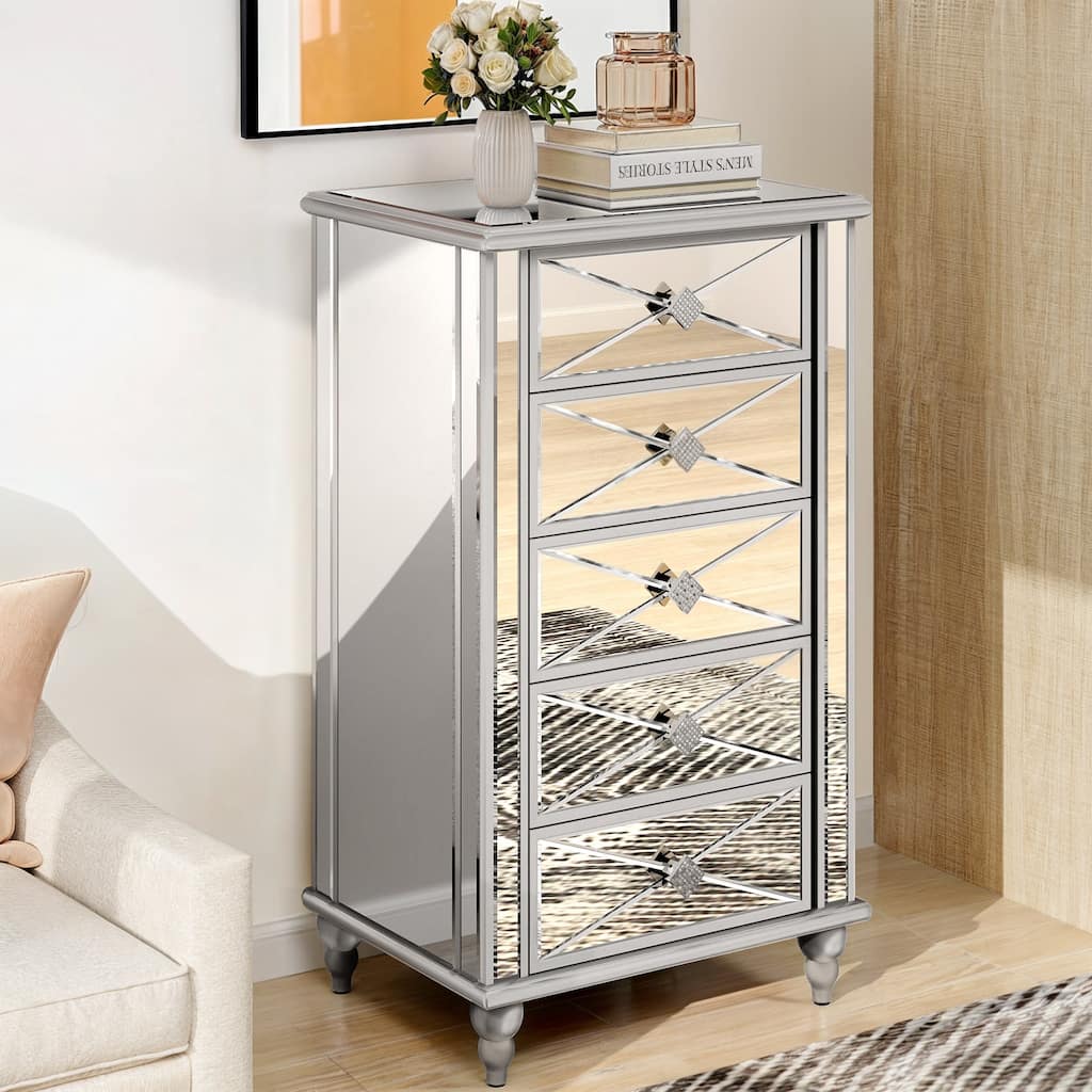 Moasis 5-Drawer Mirrored Accent Dressers