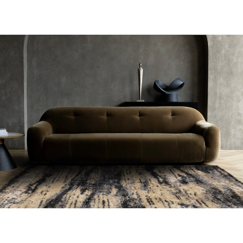 Beige Grey Black Distressed Soft High-Traffic Rug