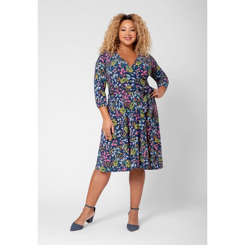 Leota Women's Faux Wrap Dress Blue Bed Bath Beyond 41439847