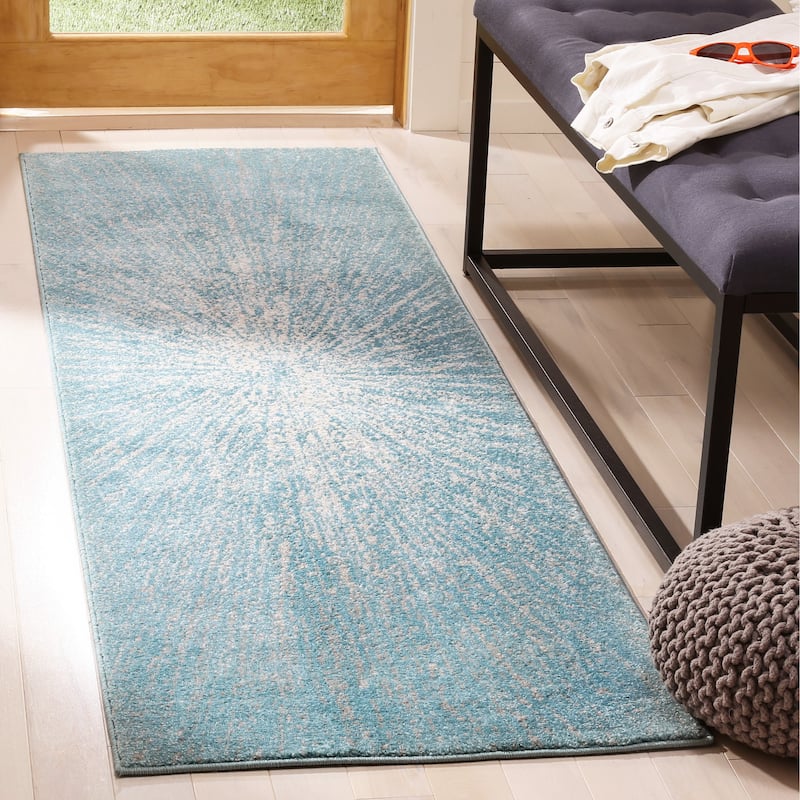 SAFAVIEH Evoke Juli Abstract Boho Burst Rug - 2'2" x 11' - Aqua/Ivory