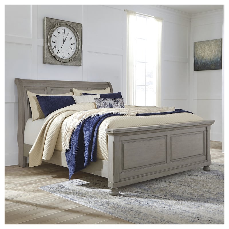 Signature Design by Ashley Lettner Light Gray Sleigh Bed - King