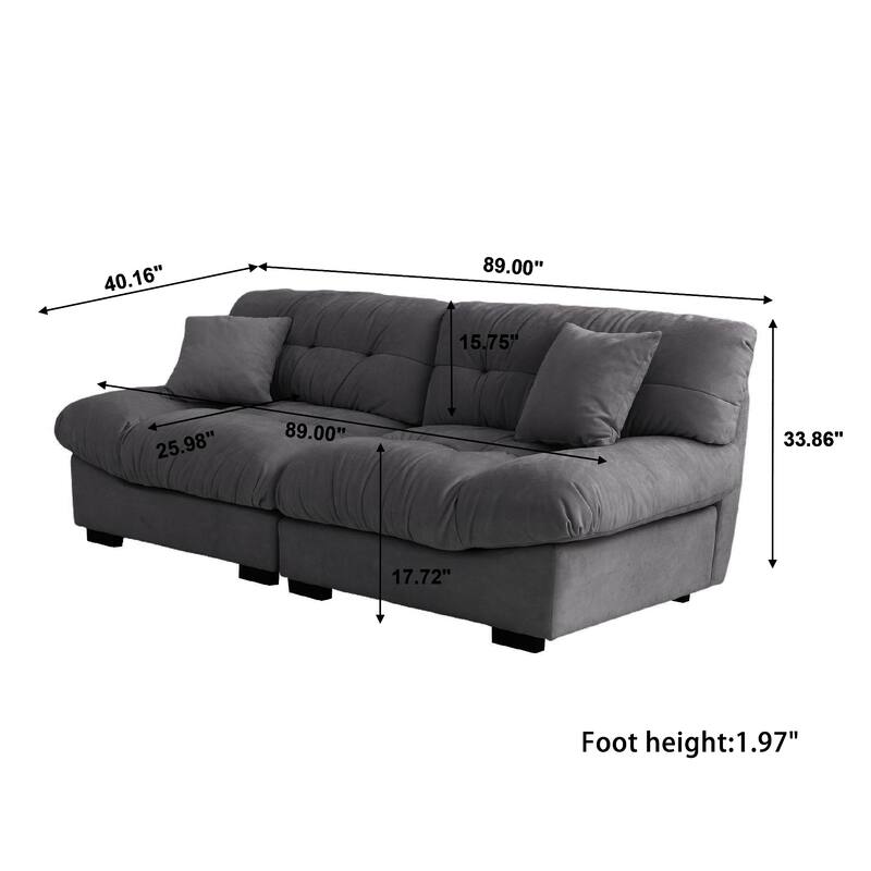 105'' Modern Section Sofa with Arms Velvet Fabric Sofa For Living Room