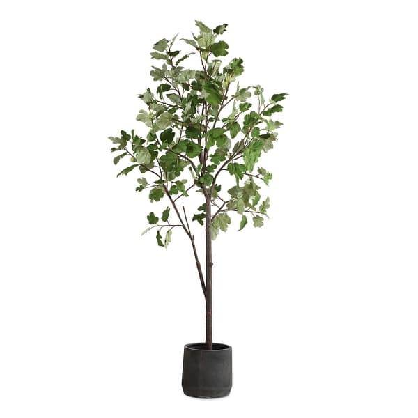 slide 2 of 4, Uttermost 60246 Eden 108" Tall Fig Tree Artificial Plant in a Concrete - Green / Characoal Green / Characoal