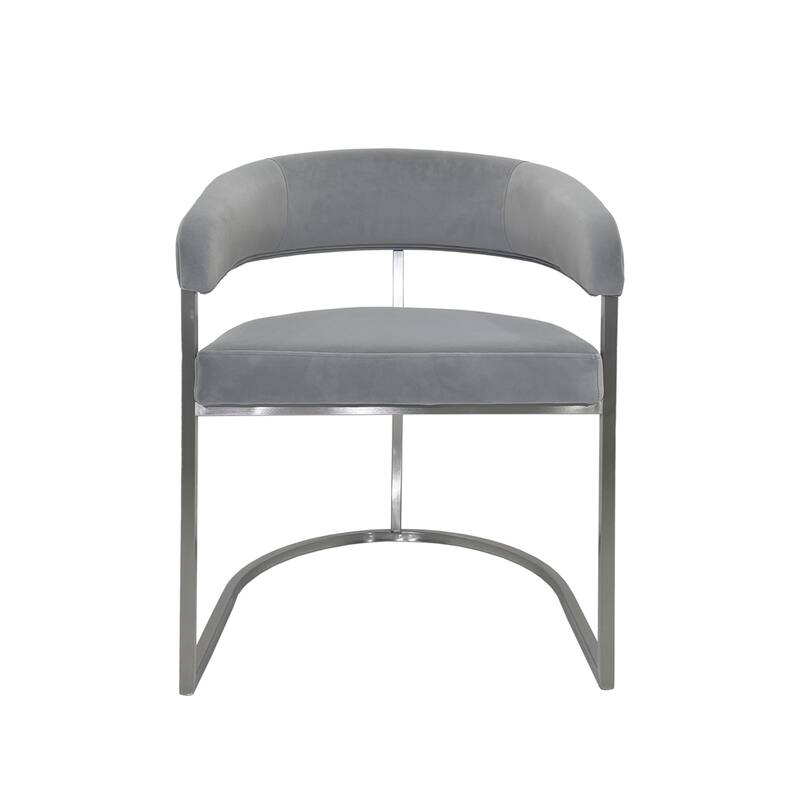Dining Chair with Velvet Cushion and Matte Silver Legs