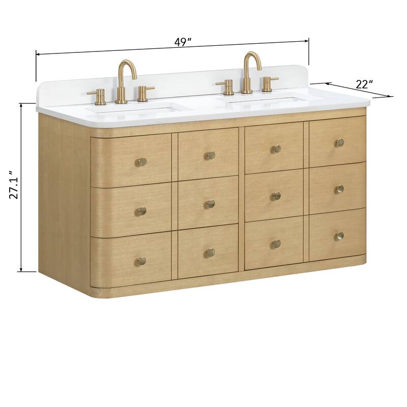 Serena Bathroom Vanity in Light Oak with White Engineered Stone Top